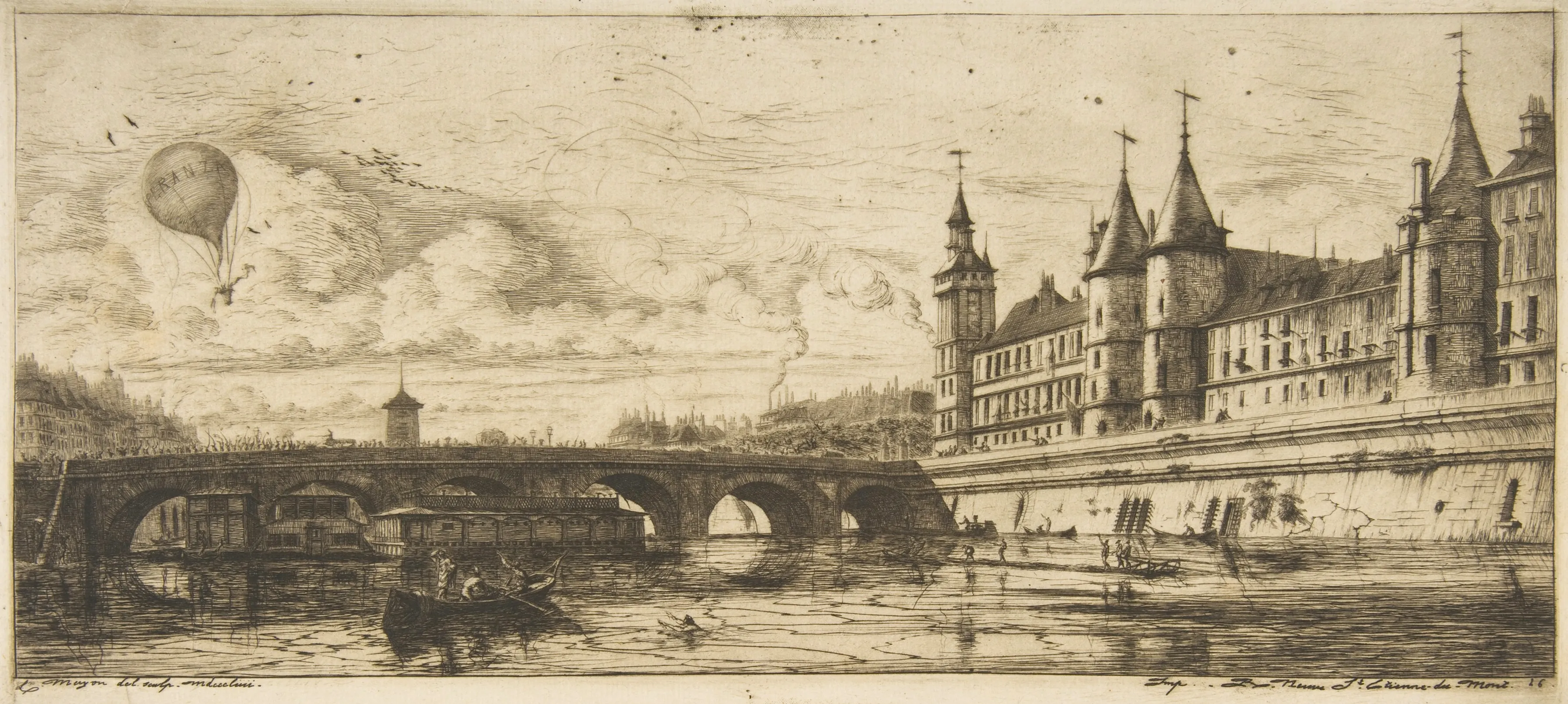 Charles Meryon, Pont-au-change, Paris, 1854
